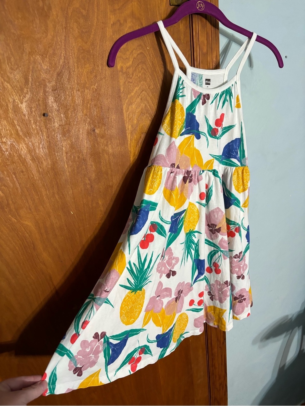 Girls Tea Spaghetti Strap Dress Size 12 Tropical Floral Print